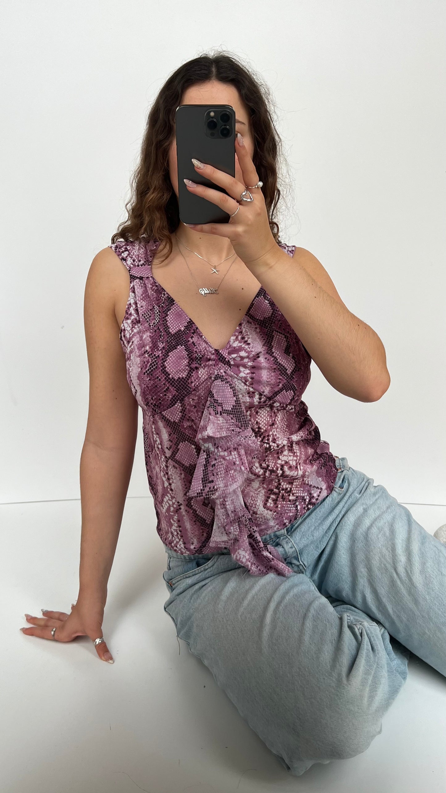 00s purple snakeskin cami- size L