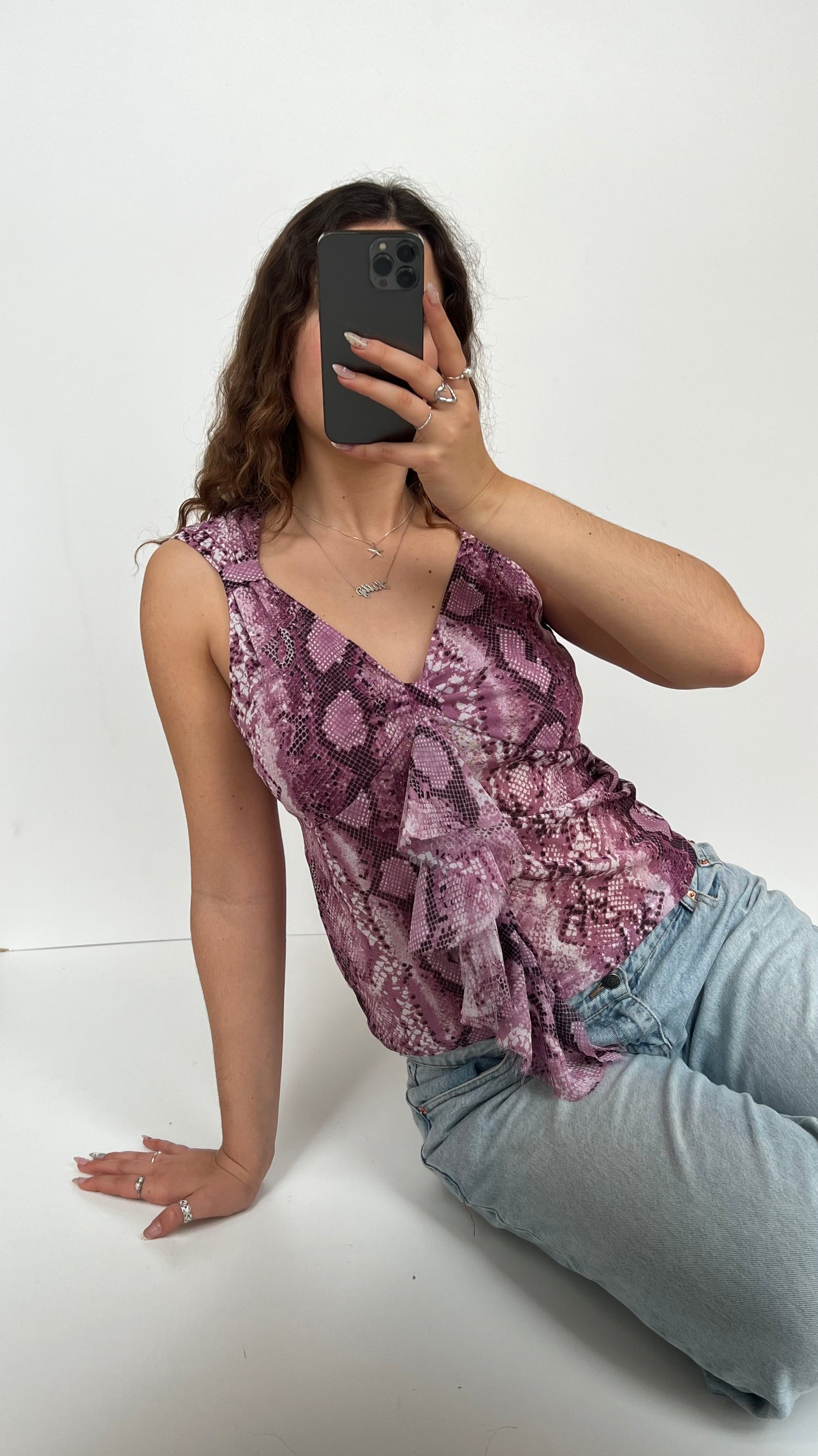 00s purple snakeskin cami- size L