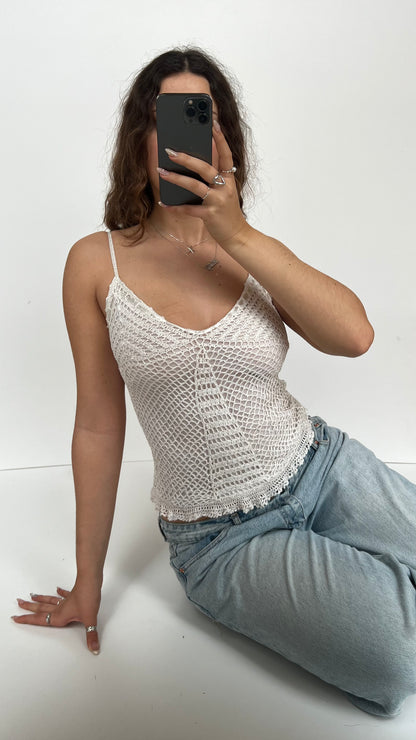 00s white crochet cami- size S