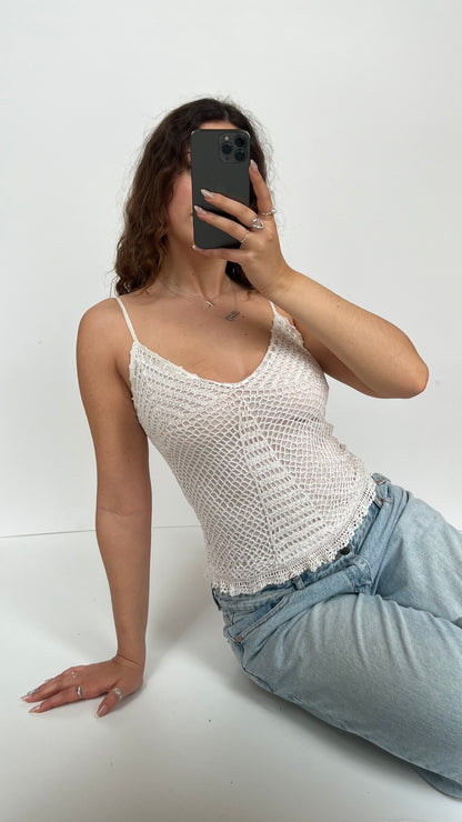 00s white crochet cami- size S