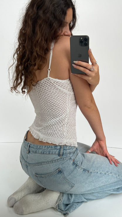 00s white crochet cami- size S