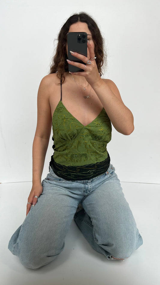 00s green lace cami- size L