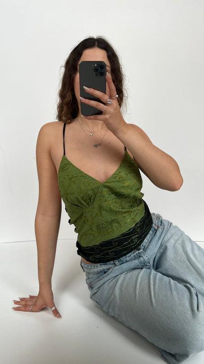 00s green lace cami- size L