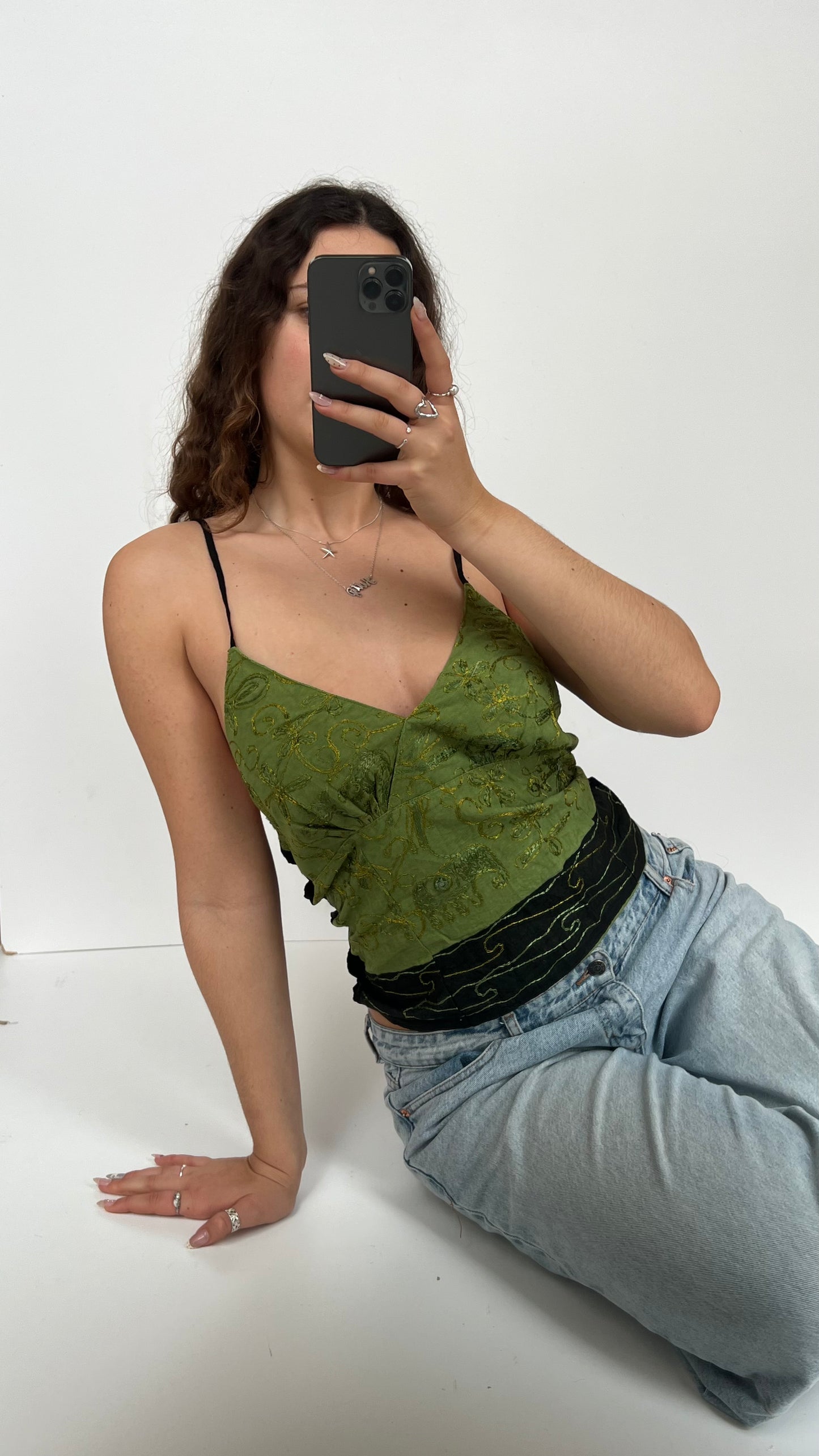 00s green lace cami- size L