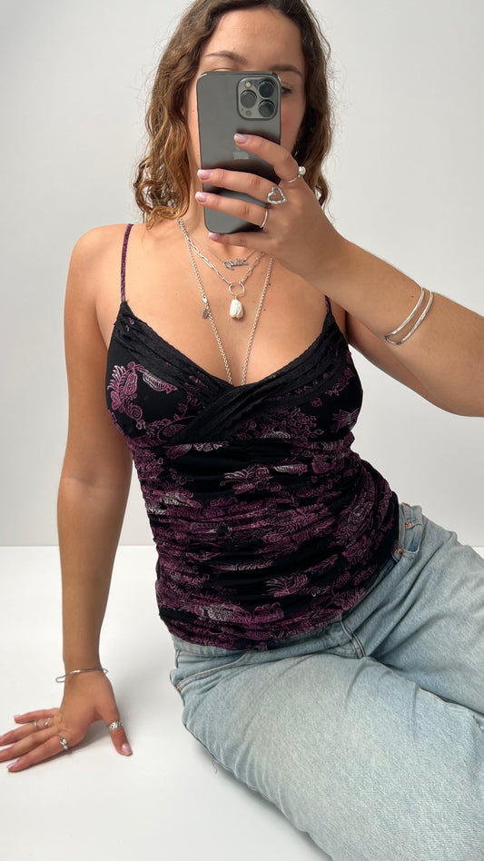 00s purple black mesh cami- size M