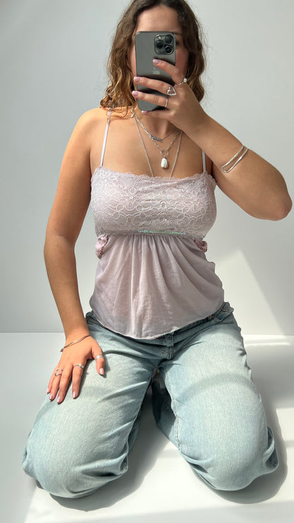 00s purple mesh lace cami- size M