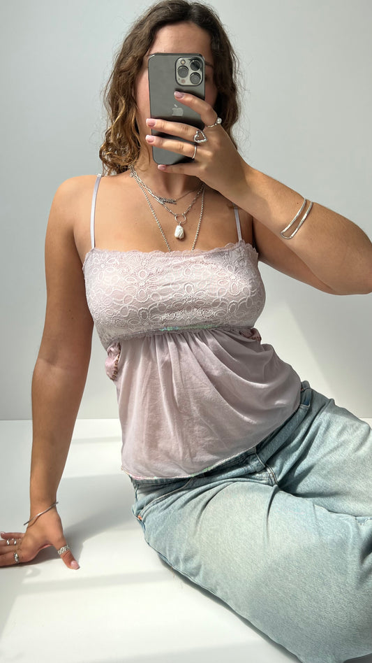 00s purple mesh lace cami- size M