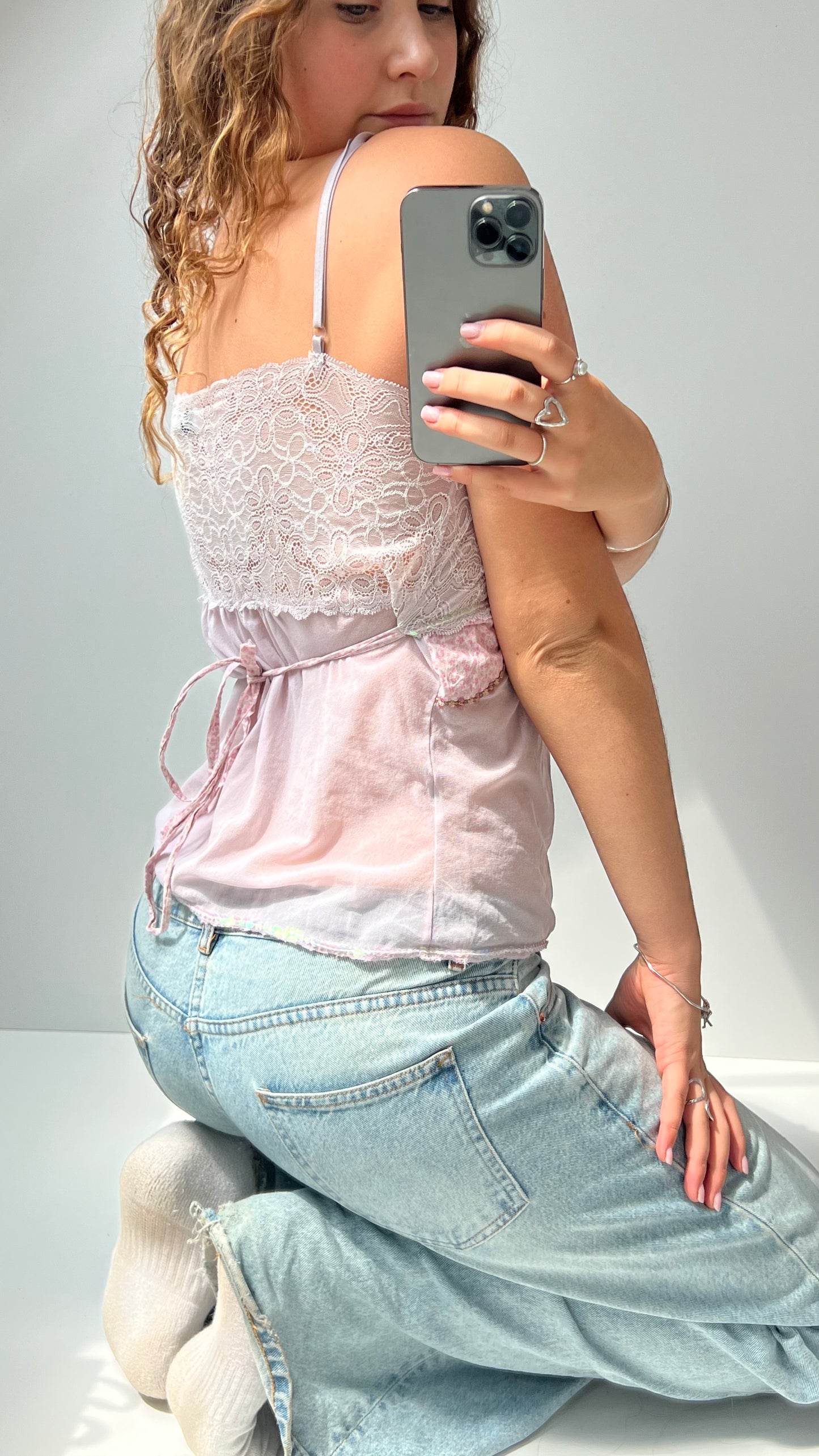 00s purple mesh lace cami- size M