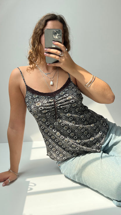 00s brown mesh floral cami- size L