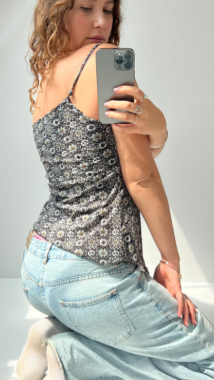 00s brown mesh floral cami- size L