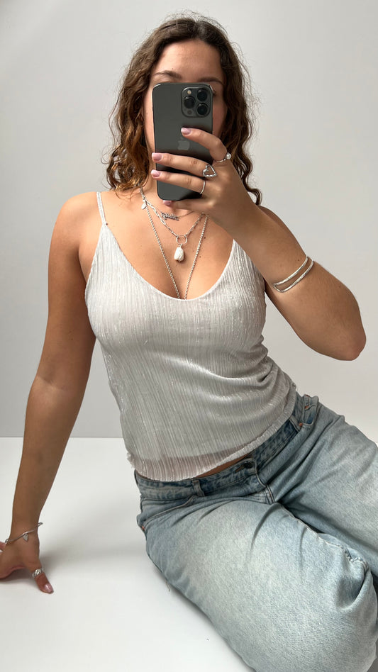 00s silver mesh cami- size S