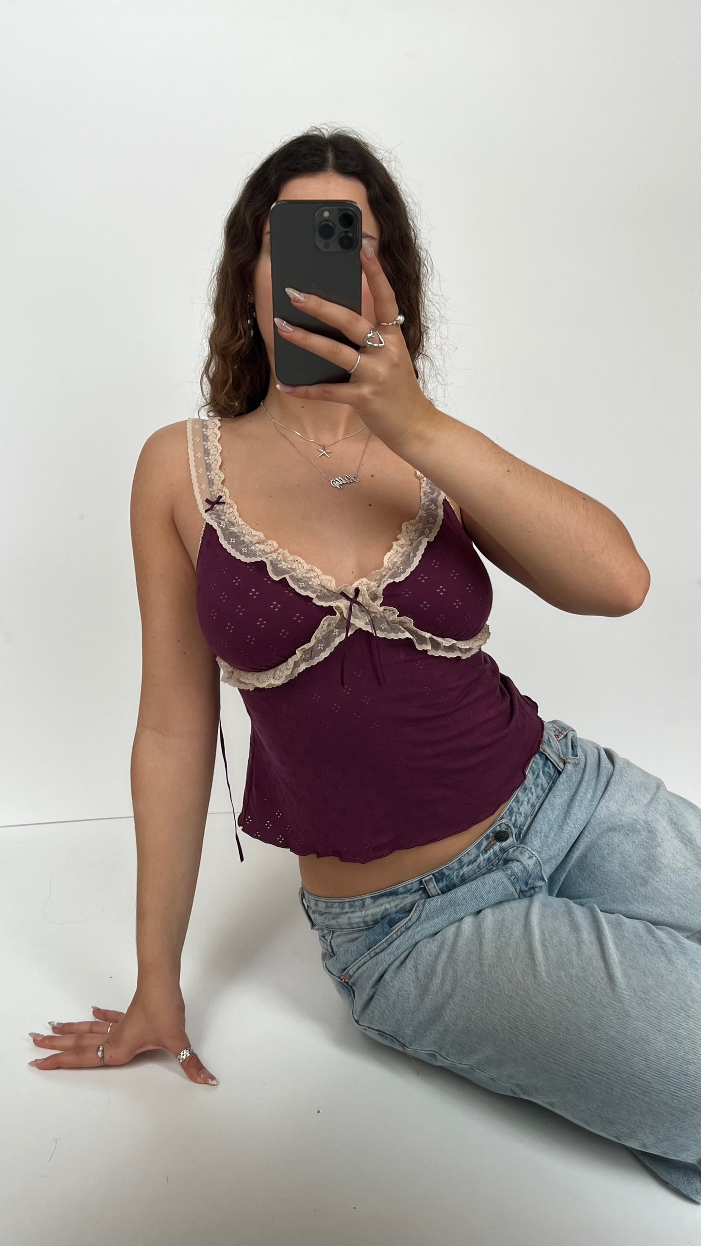 00s purple lace cami- size S