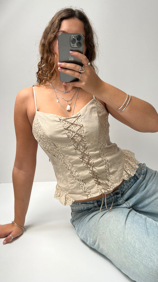 00s beige lace corset cami- size M