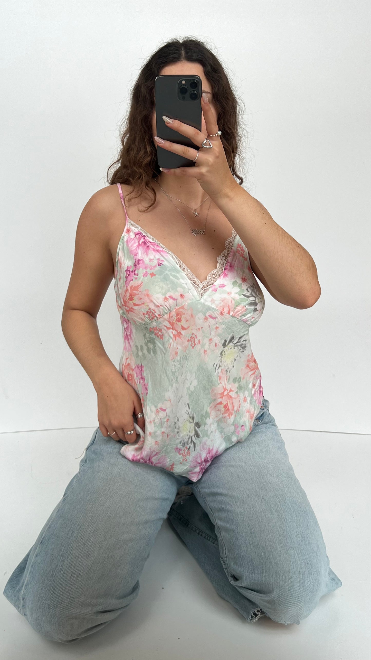 00s blue floral cami- size XL