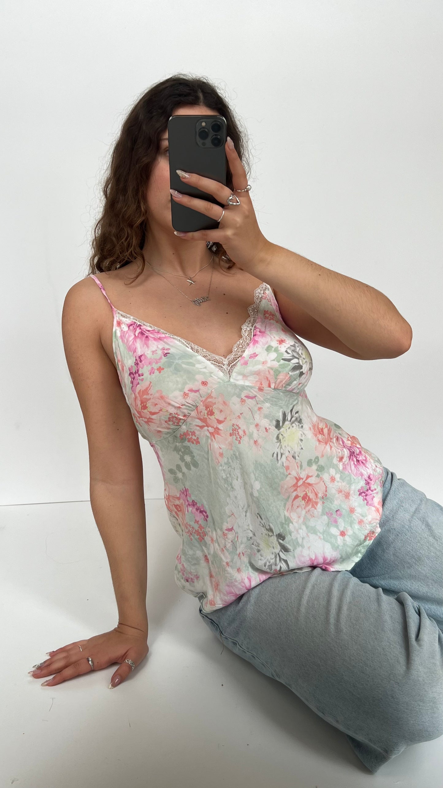00s blue floral cami- size XL