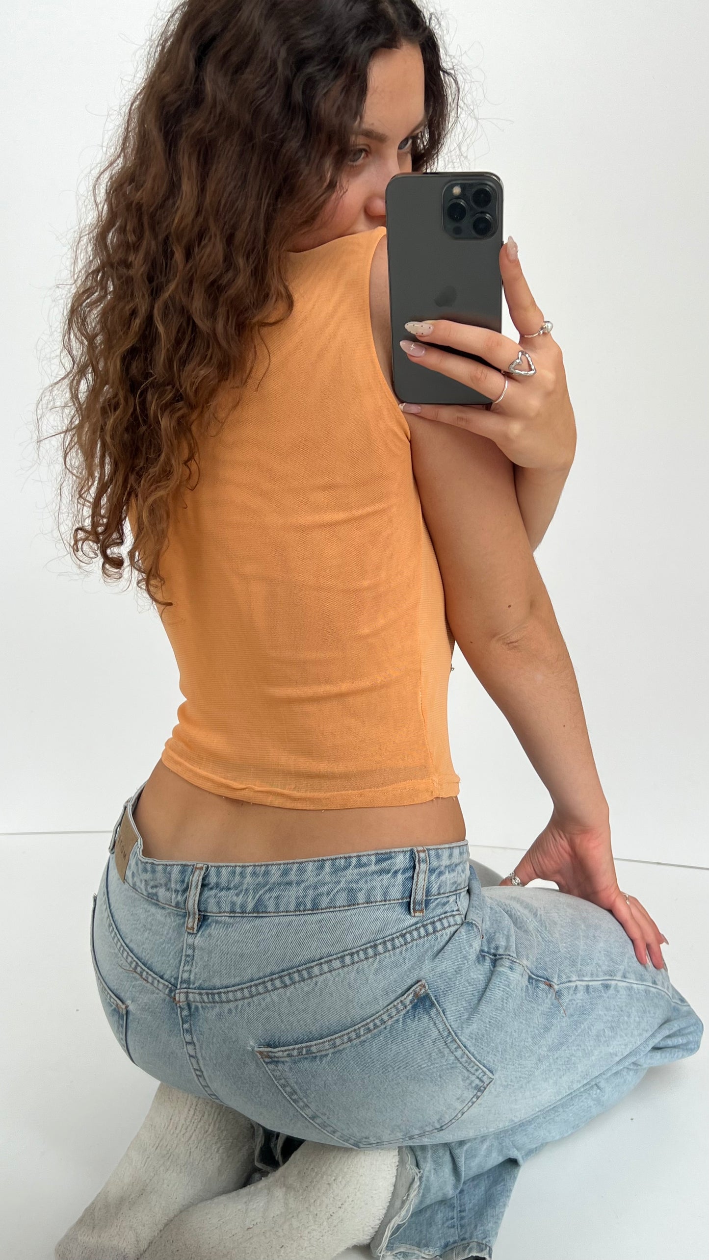 00s mesh graphic tank top- size S