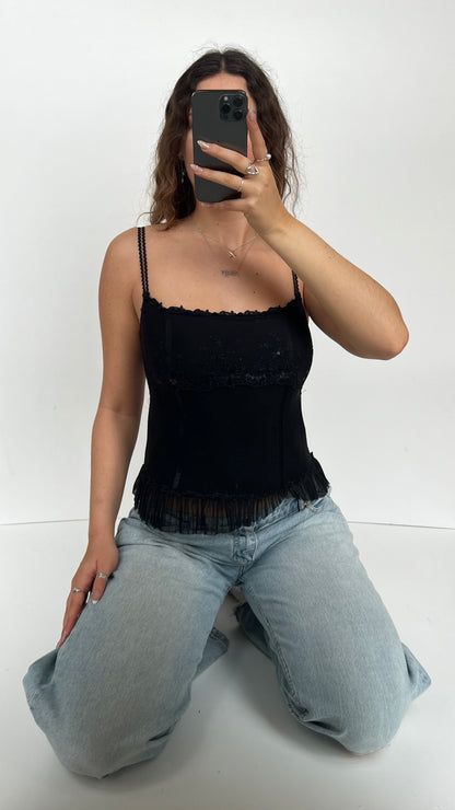 00s black corset cami- size M