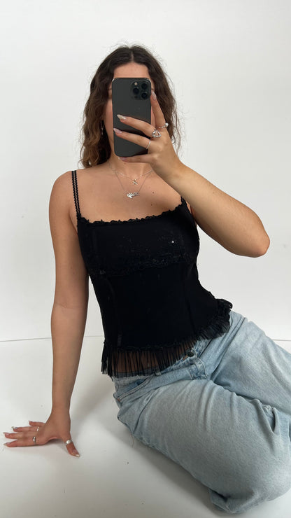 00s black corset cami- size M