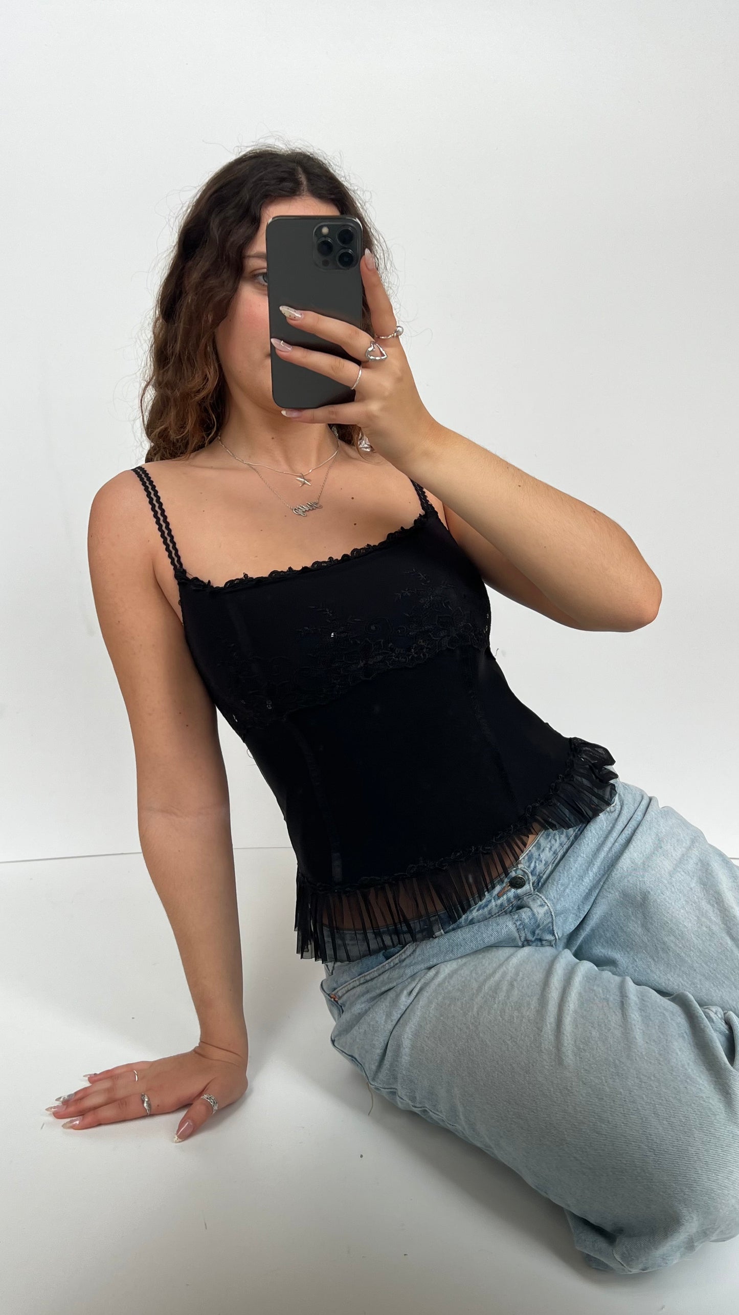 00s black corset cami- size M