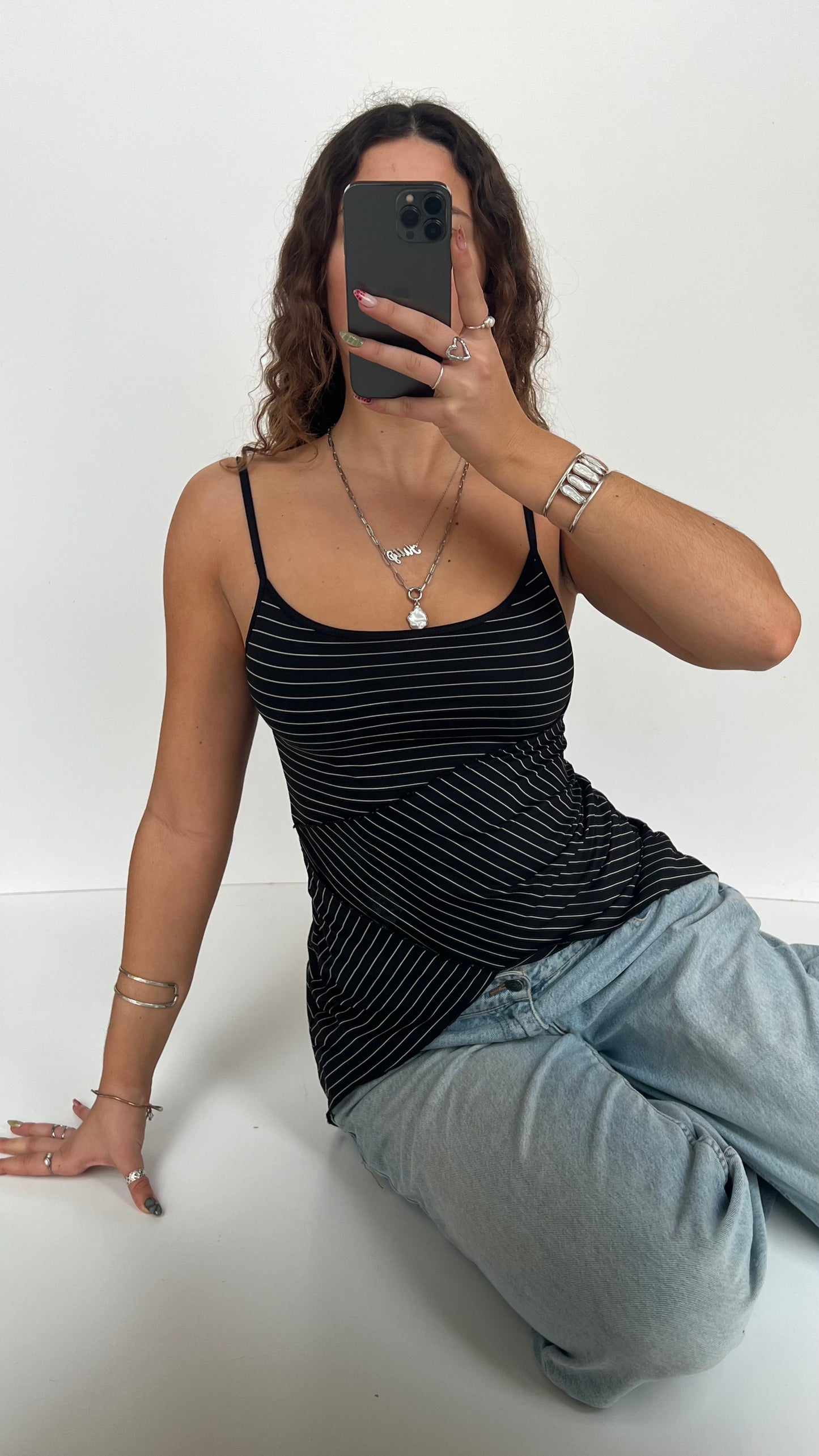 00s black pinstripe cami- size S