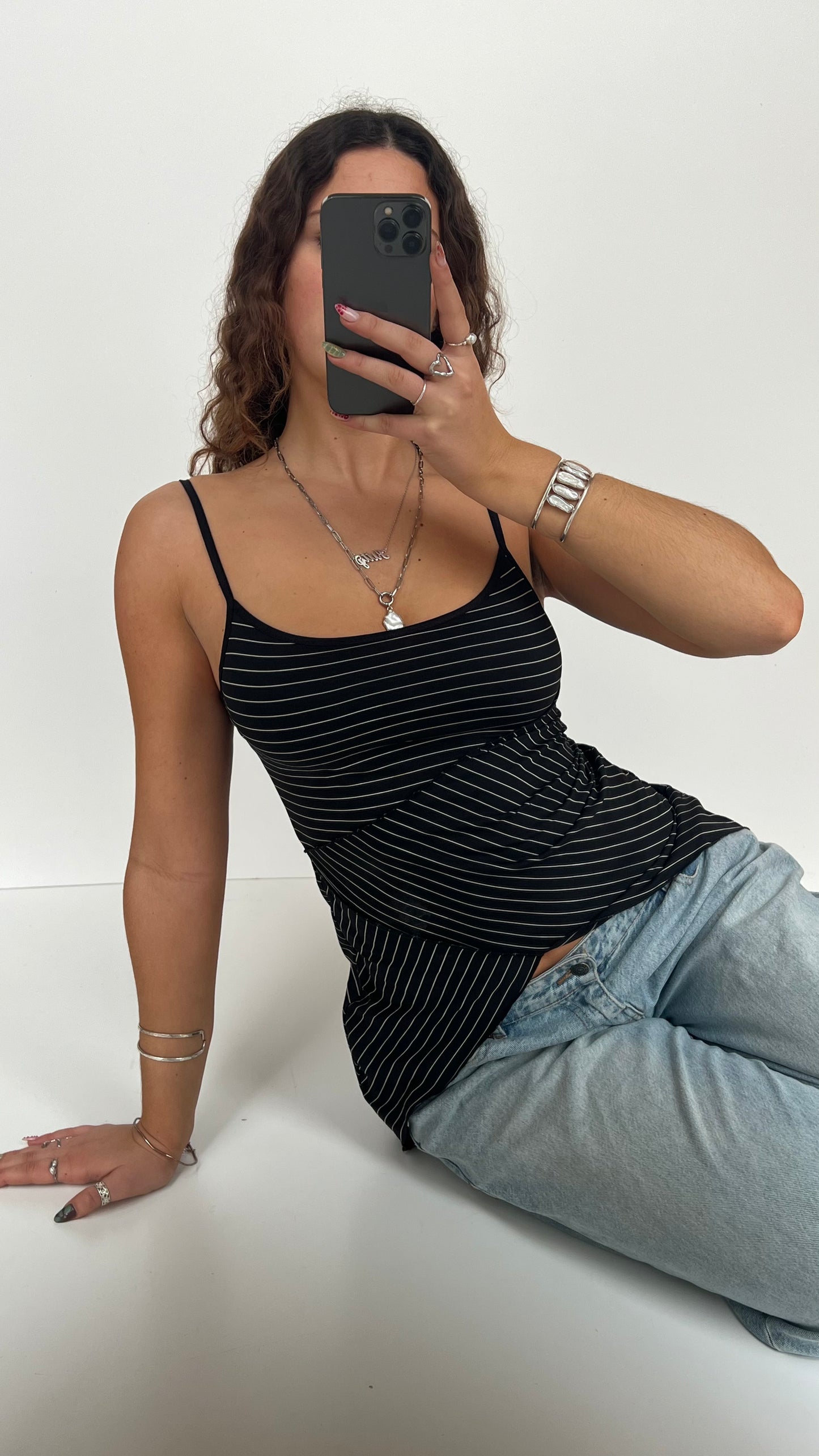 00s black pinstripe cami- size S