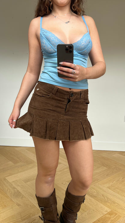 00s brown corduroy mini skirt- size M