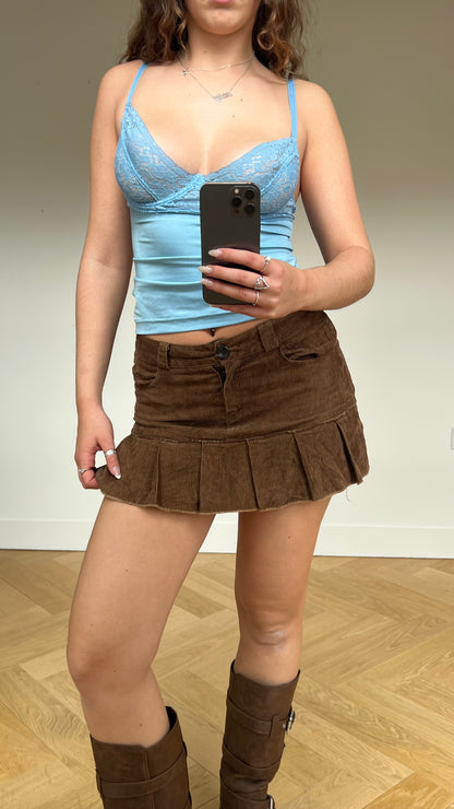 00s brown corduroy mini skirt- size M