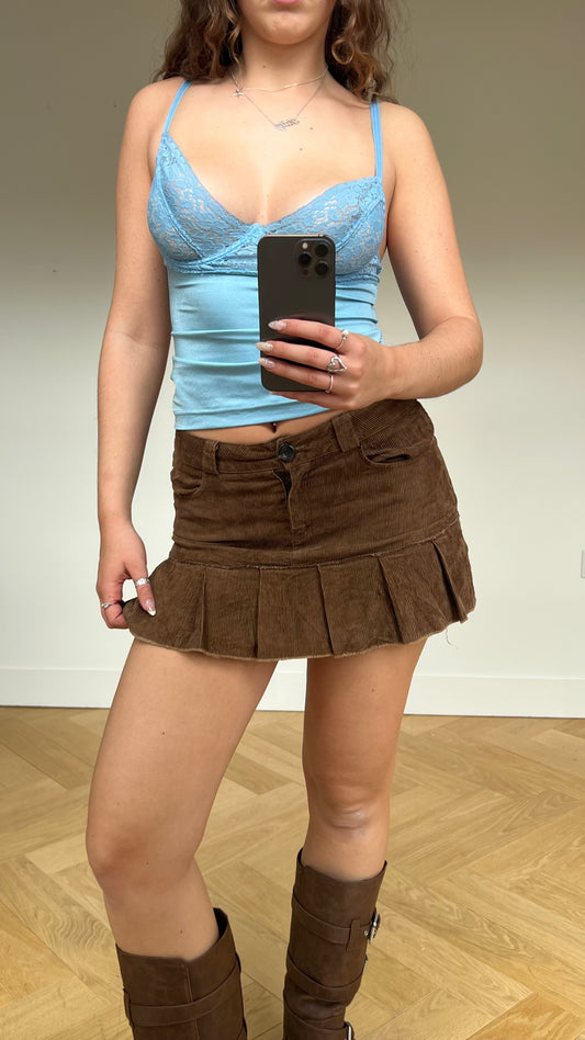 00s brown corduroy mini skirt- size M
