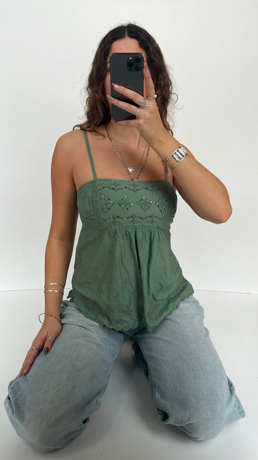 00s green sequin cami- size M