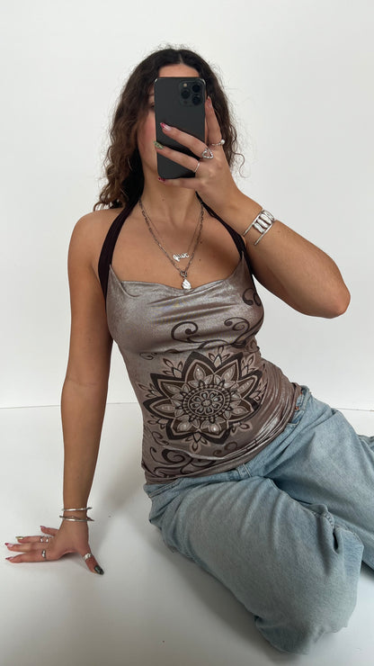 00s gold brown halter cami- size S
