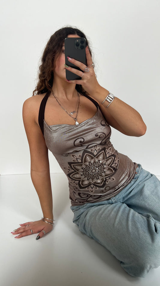 00s gold brown halter cami- size S