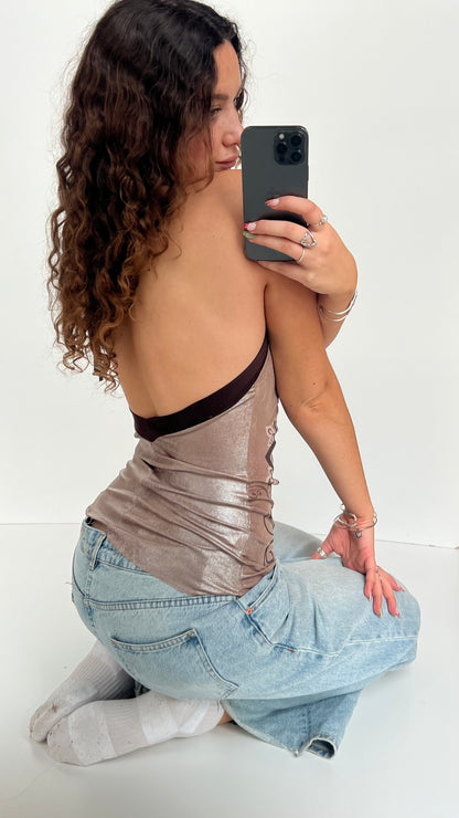 00s gold brown halter cami- size S