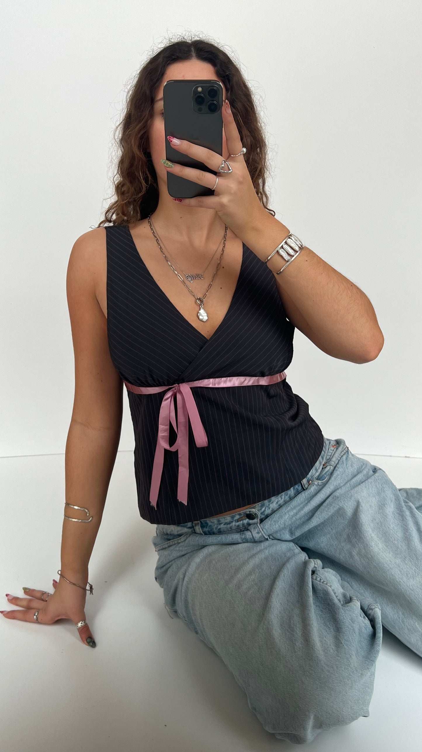 00s black pinstripe cami- size L