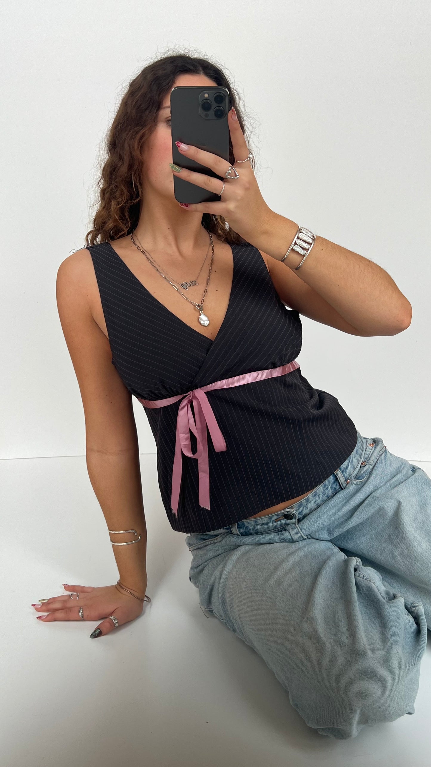 00s black pinstripe cami- size L