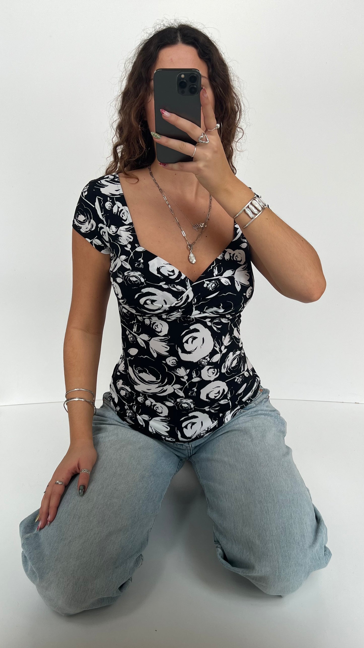 00s black babydoll top- size XS