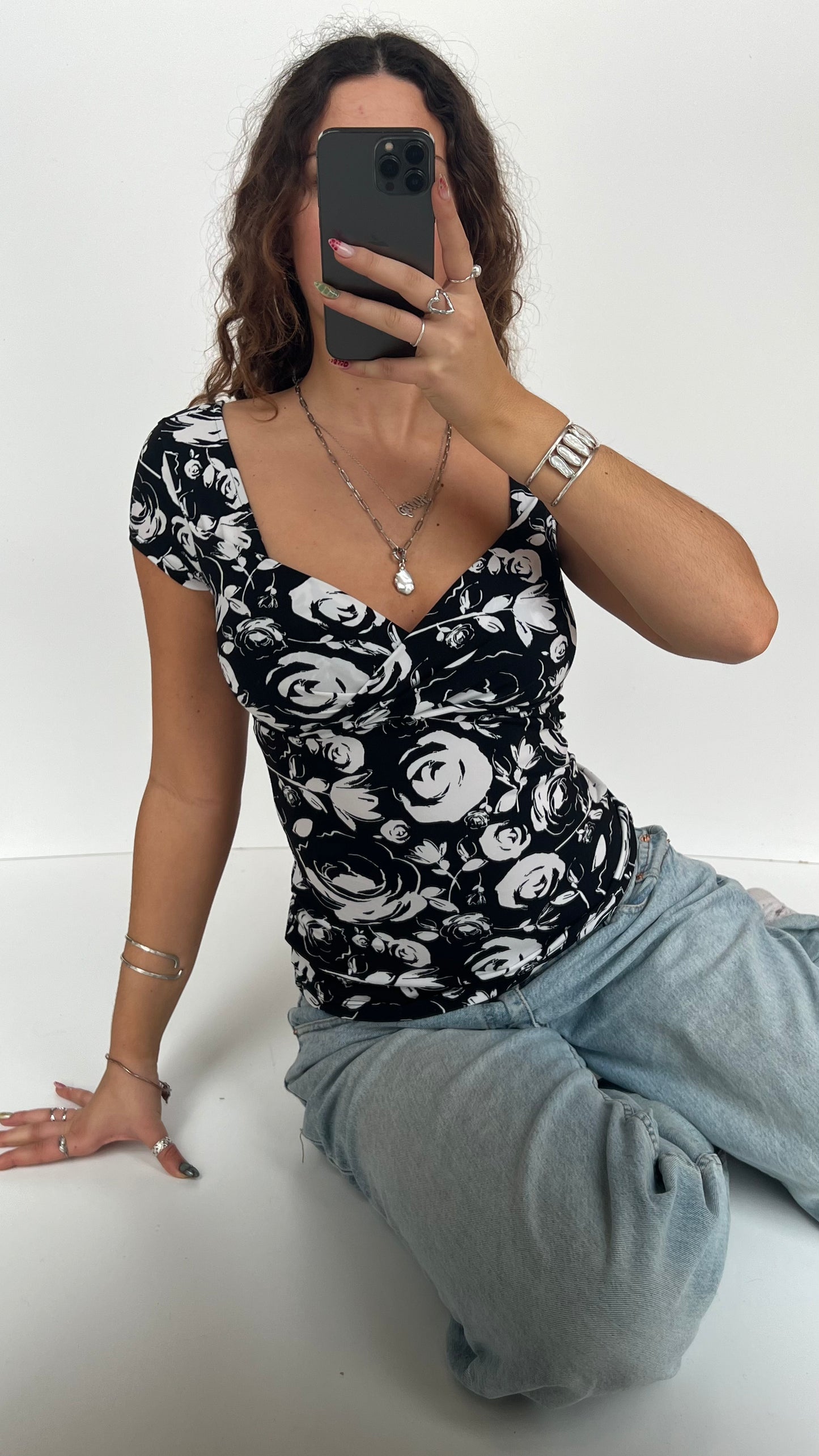 00s black babydoll top- size XS