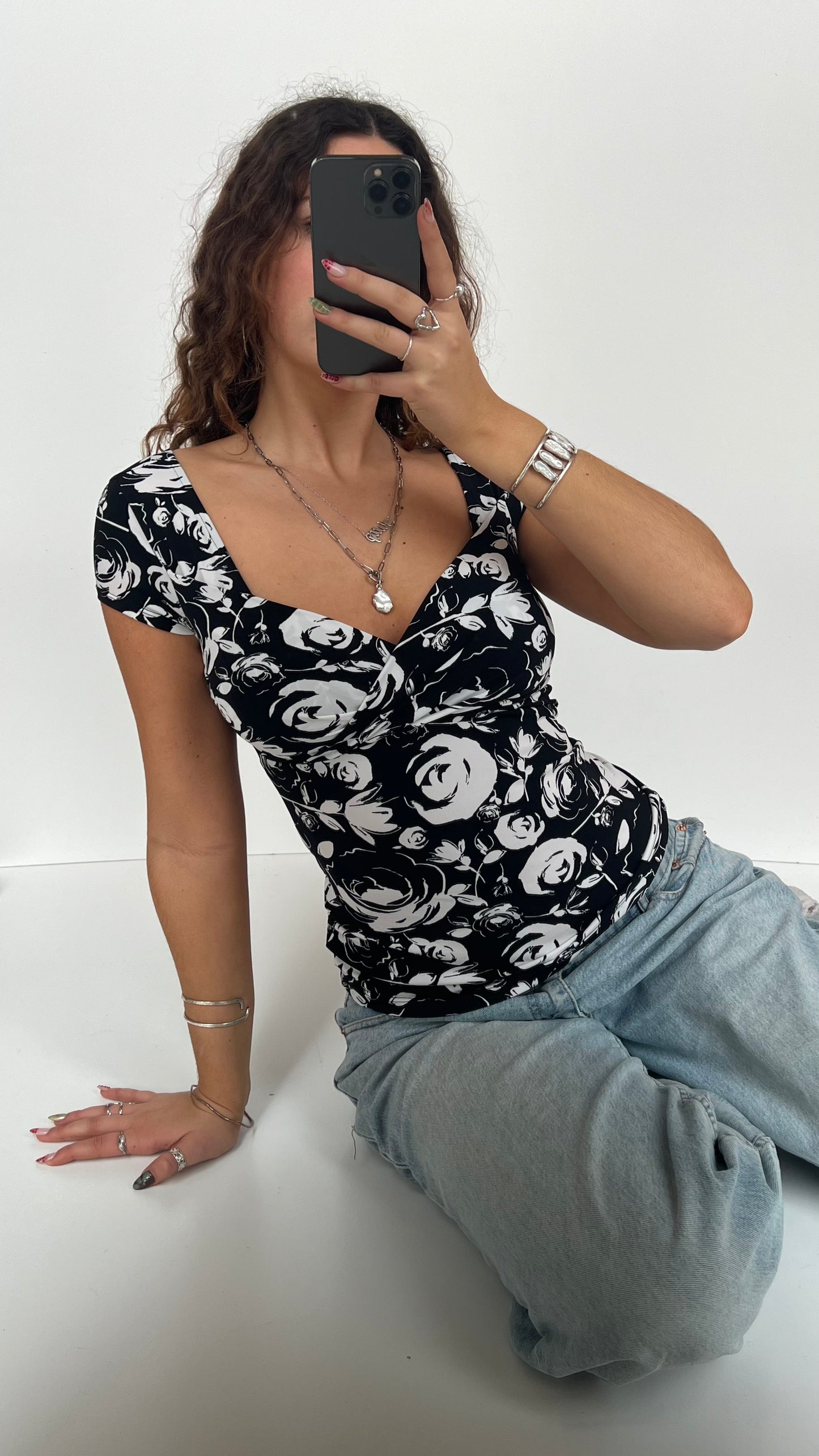 00s black babydoll top- size XS