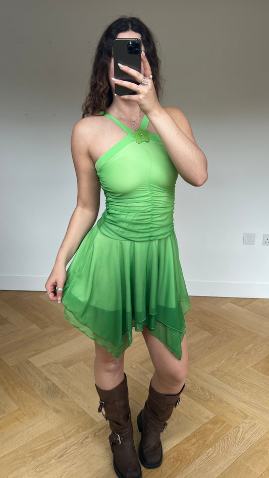 00s green mesh fairy dress- size XS