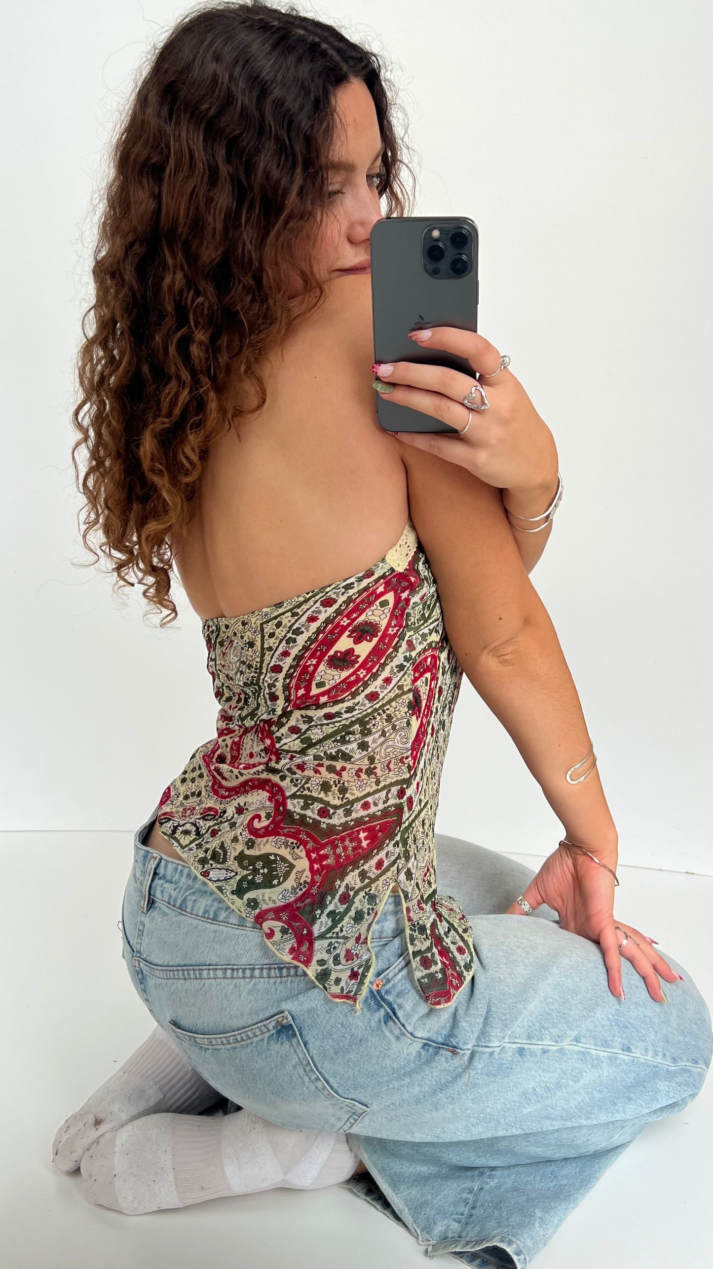 00s green red halter cami- size M