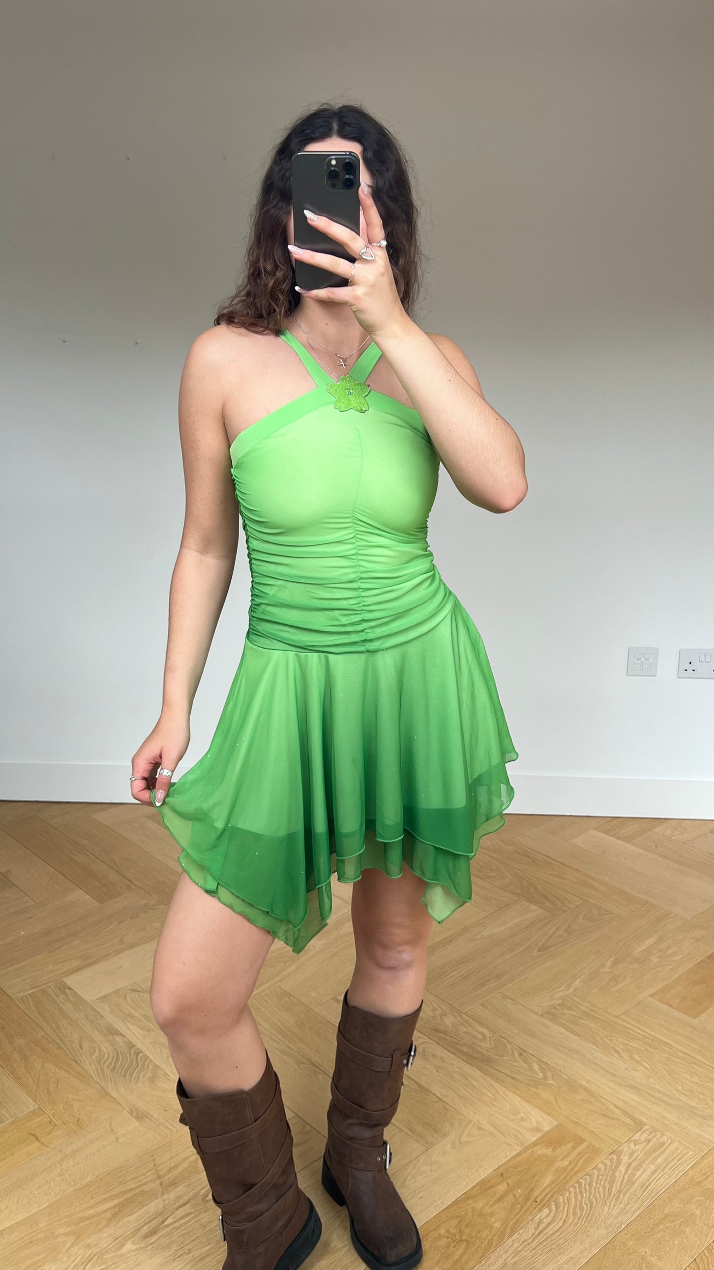 00s green mesh fairy dress- size XS