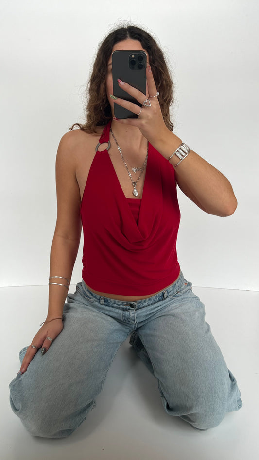 00s red halter cami- size M