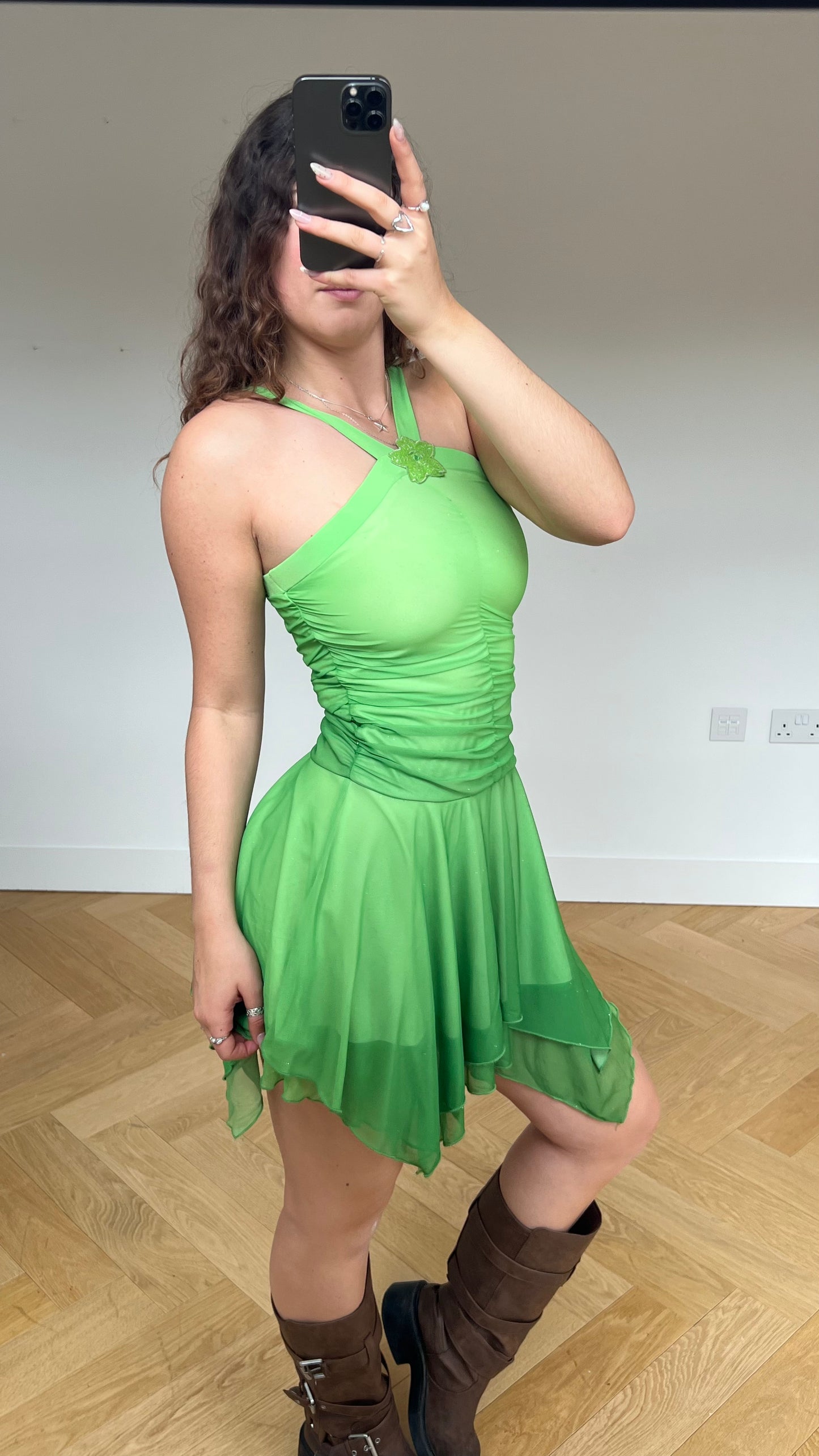 00s green mesh fairy dress- size XS