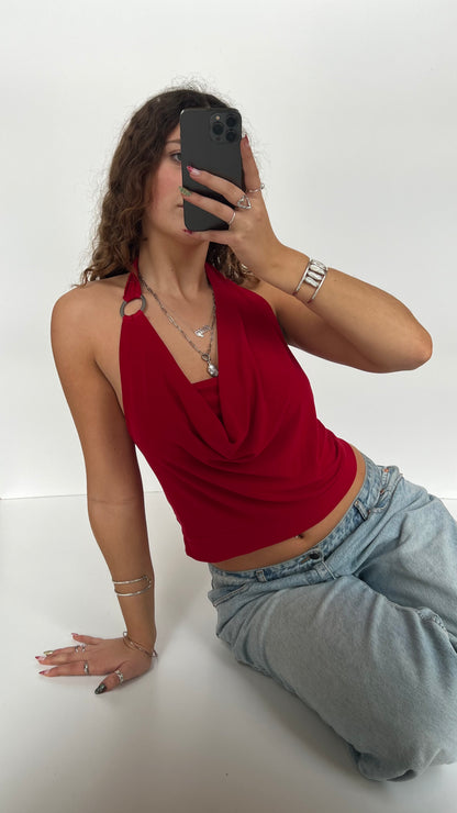 00s red halter cami- size M