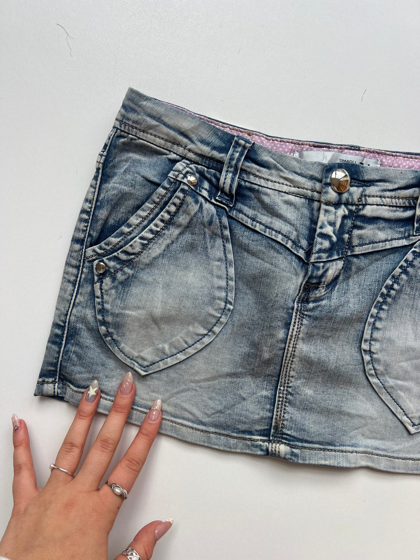 00s denim mini skirt- size S