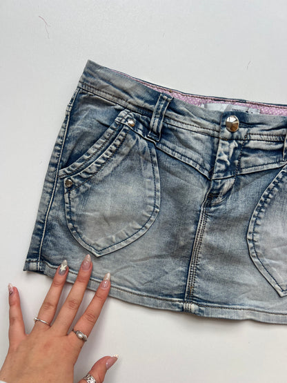00s denim mini skirt- size S