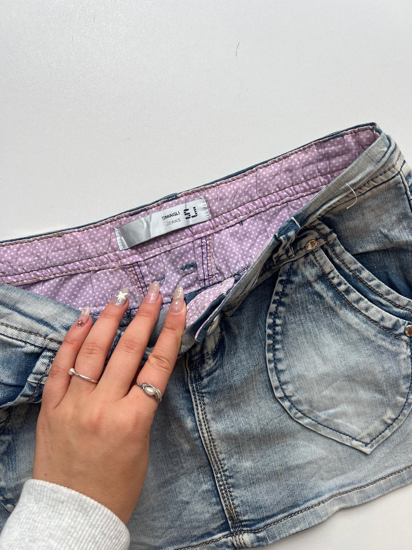 00s denim mini skirt- size S