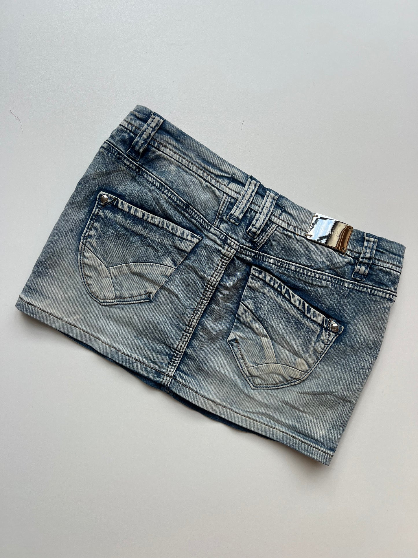 00s denim mini skirt- size S