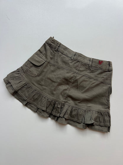 00s khaki ruffle mini skirt- size S