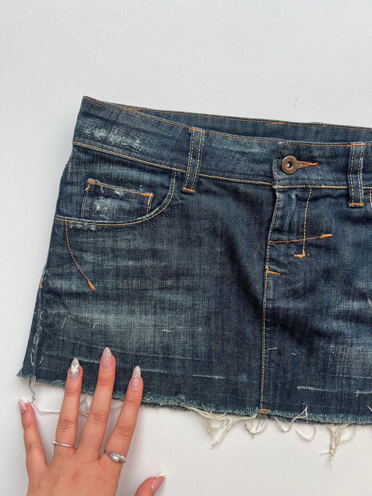 00s denim mini skirt- size S