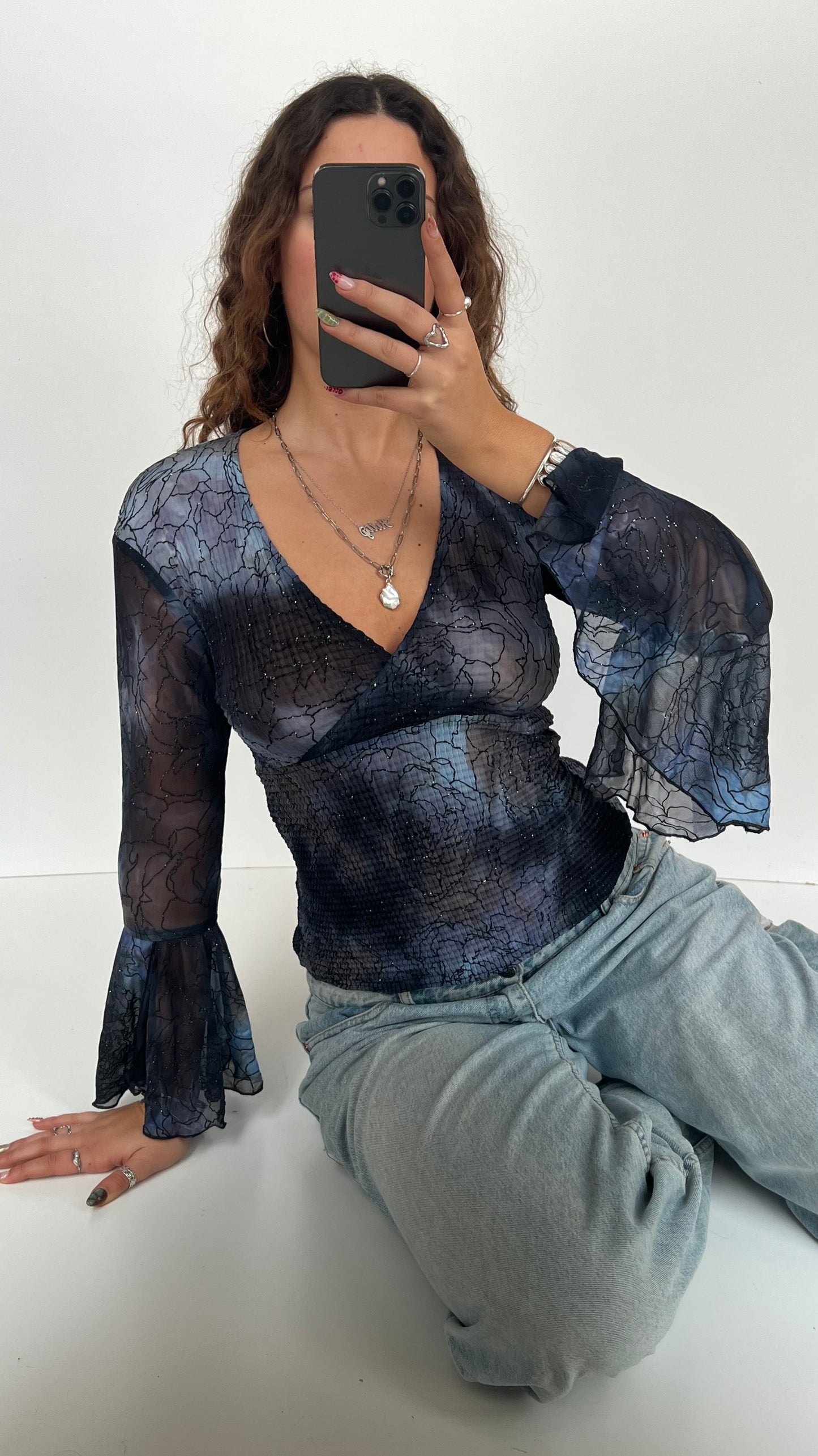 00s blue fairy long sleeve top- size M